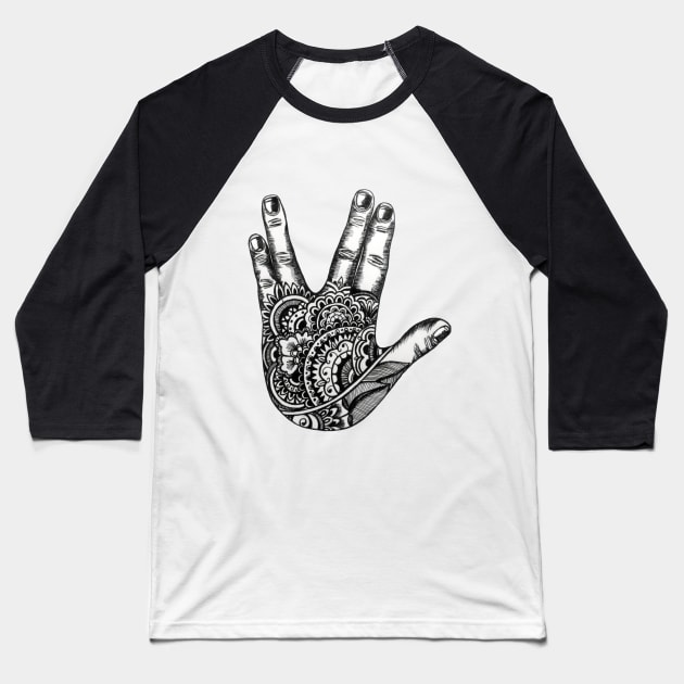 Mandala Spock Baseball T-Shirt by jorodela